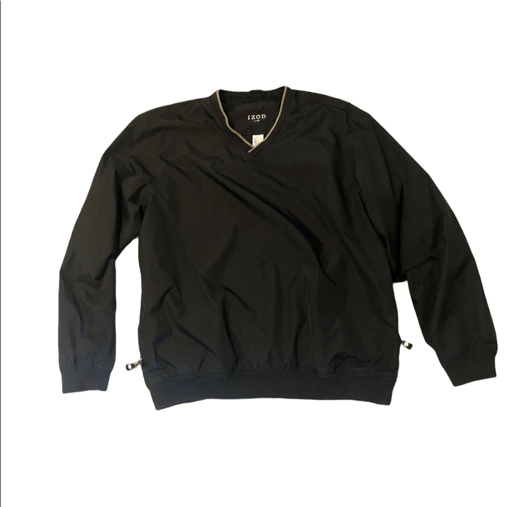 IZOD Mens Black Golf Pullover Windbreaker Size Large